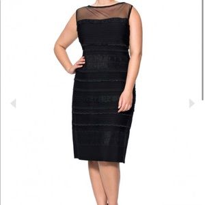 NWT Tadashi Shoji Lace Banded Jersey Sheath- Plus Size 1x in Black MSRP $388.00